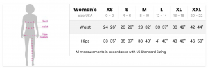 Classic Leggings & Capris size chart